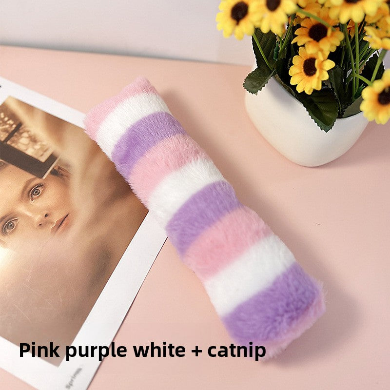 Plush Cat Pillow with Catnip and Rattling Paper