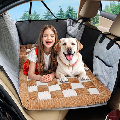 Plush Checkerboard Pet Car Seat Cushion