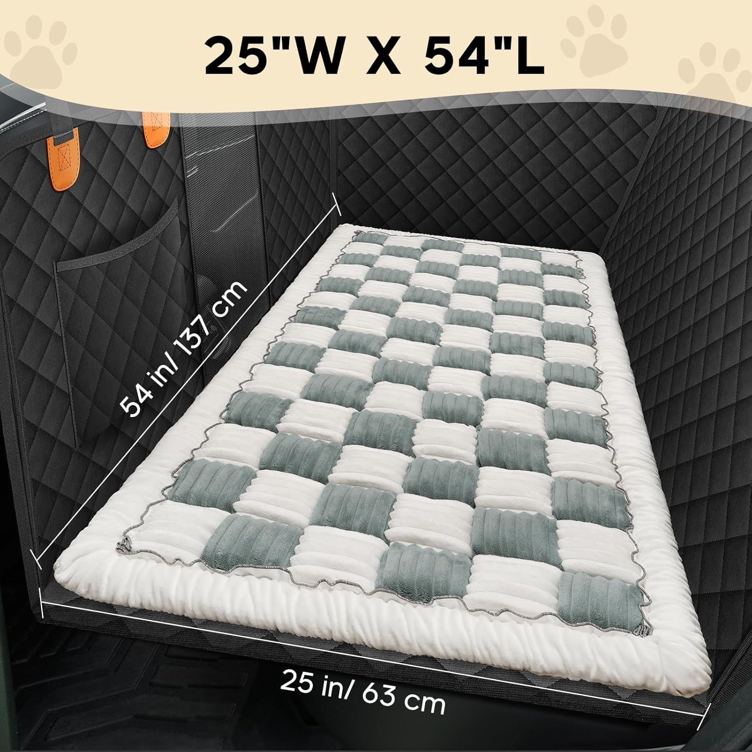 Plush Checkerboard Pet Car Seat Cushion