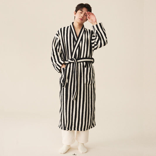 Plush Coral Fleece Thickened Bathrobe and Pajamas