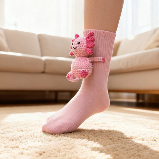 Plush crochet animal socks