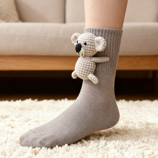 Plush crochet animal socks