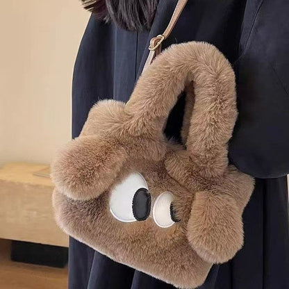 Plush crossbody chain bag