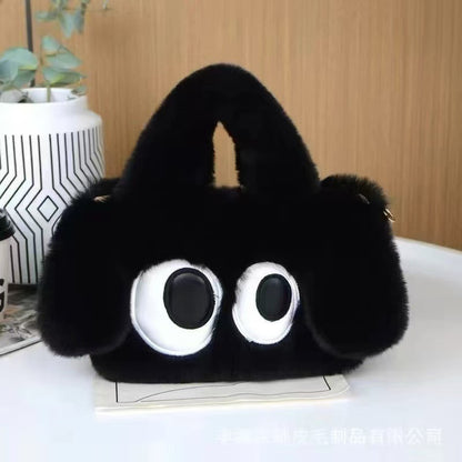 Plush crossbody chain bag