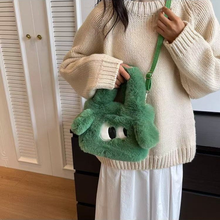 Plush crossbody chain bag