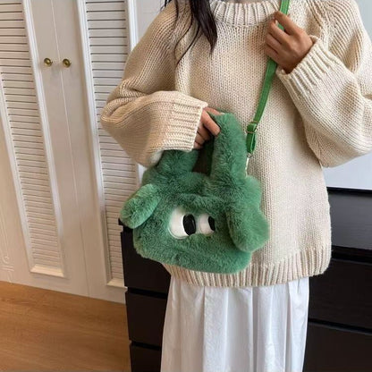 Plush crossbody chain bag