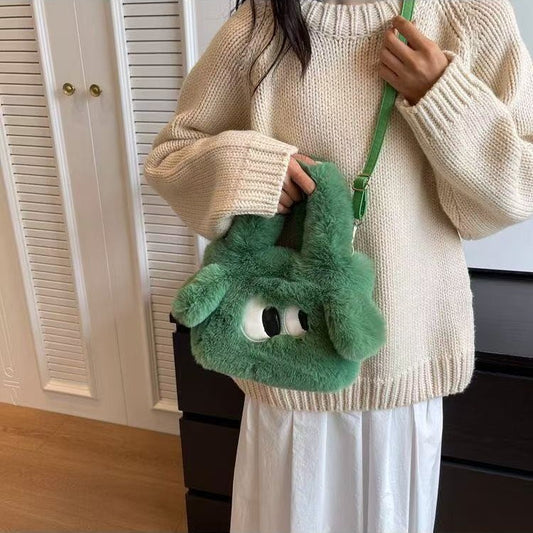 Plush crossbody chain bag