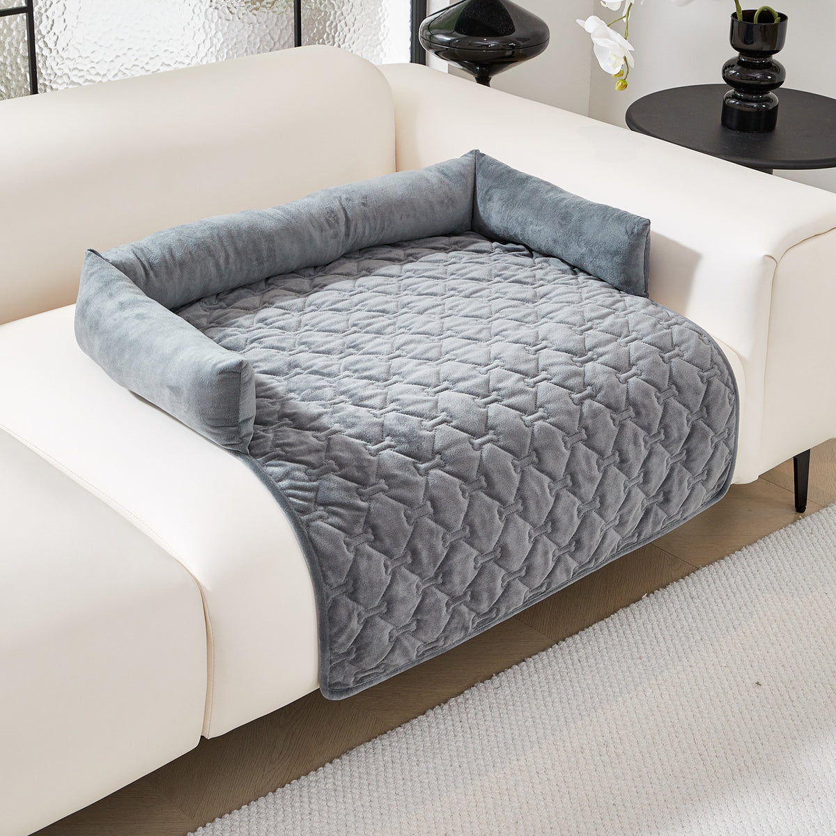 Plush Dog Bone Pet Bed with Pillow