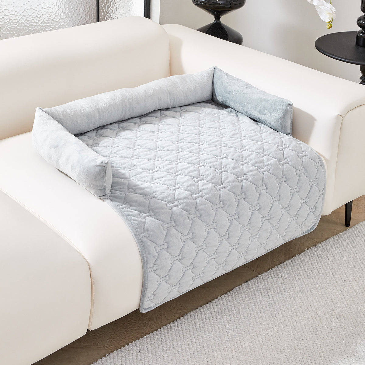 Plush Dog Bone Pet Bed with Pillow