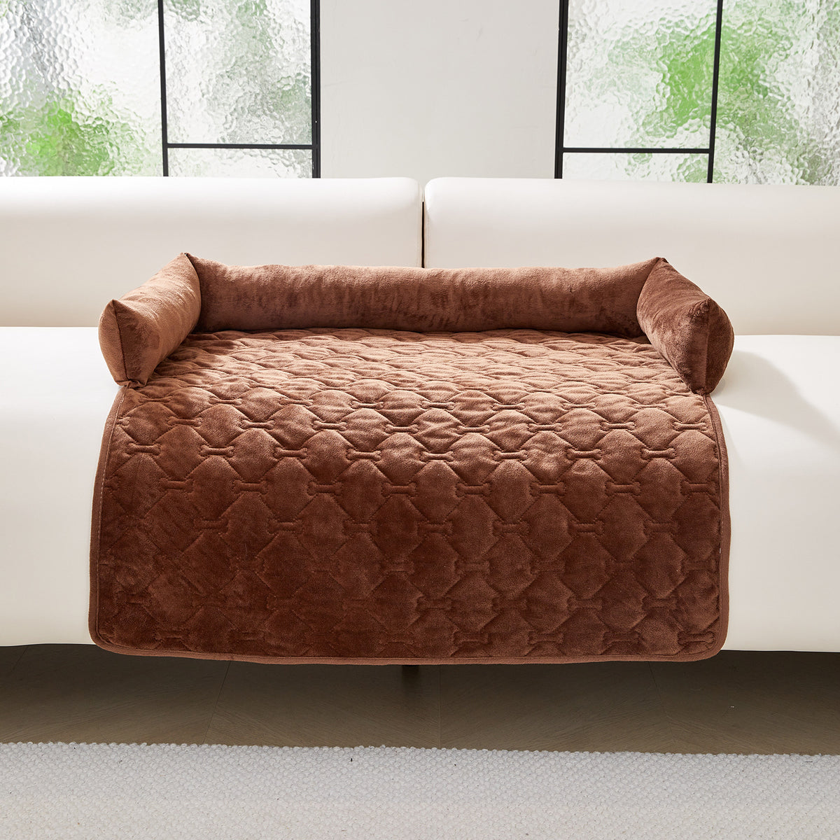 Plush Dog Bone Pet Bed with Pillow