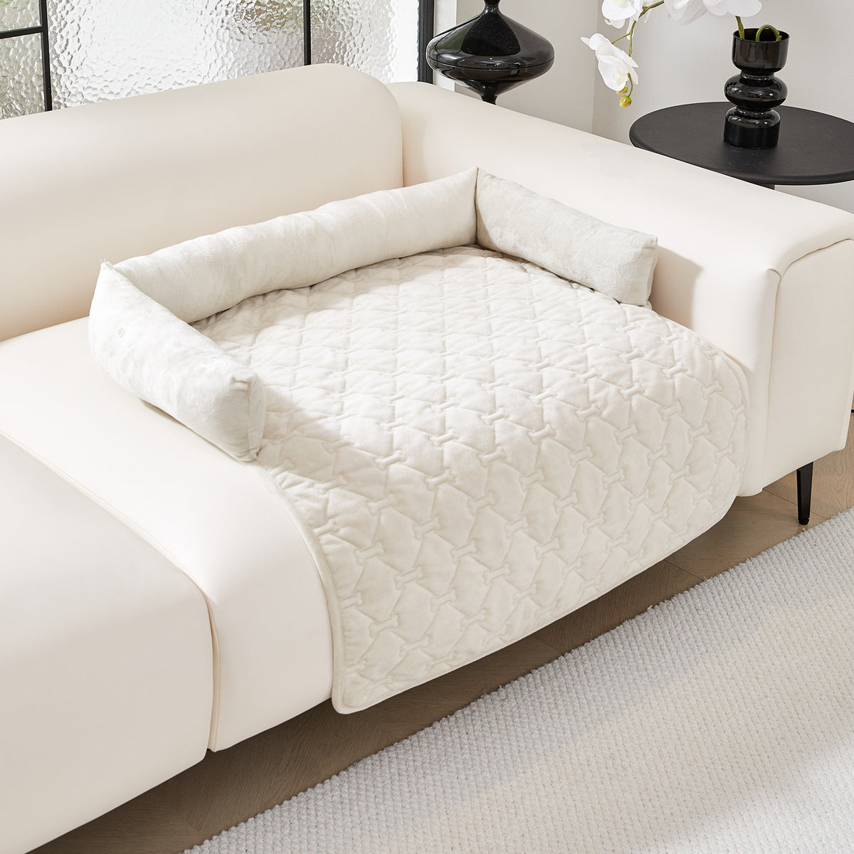 Plush Dog Bone Pet Bed with Pillow