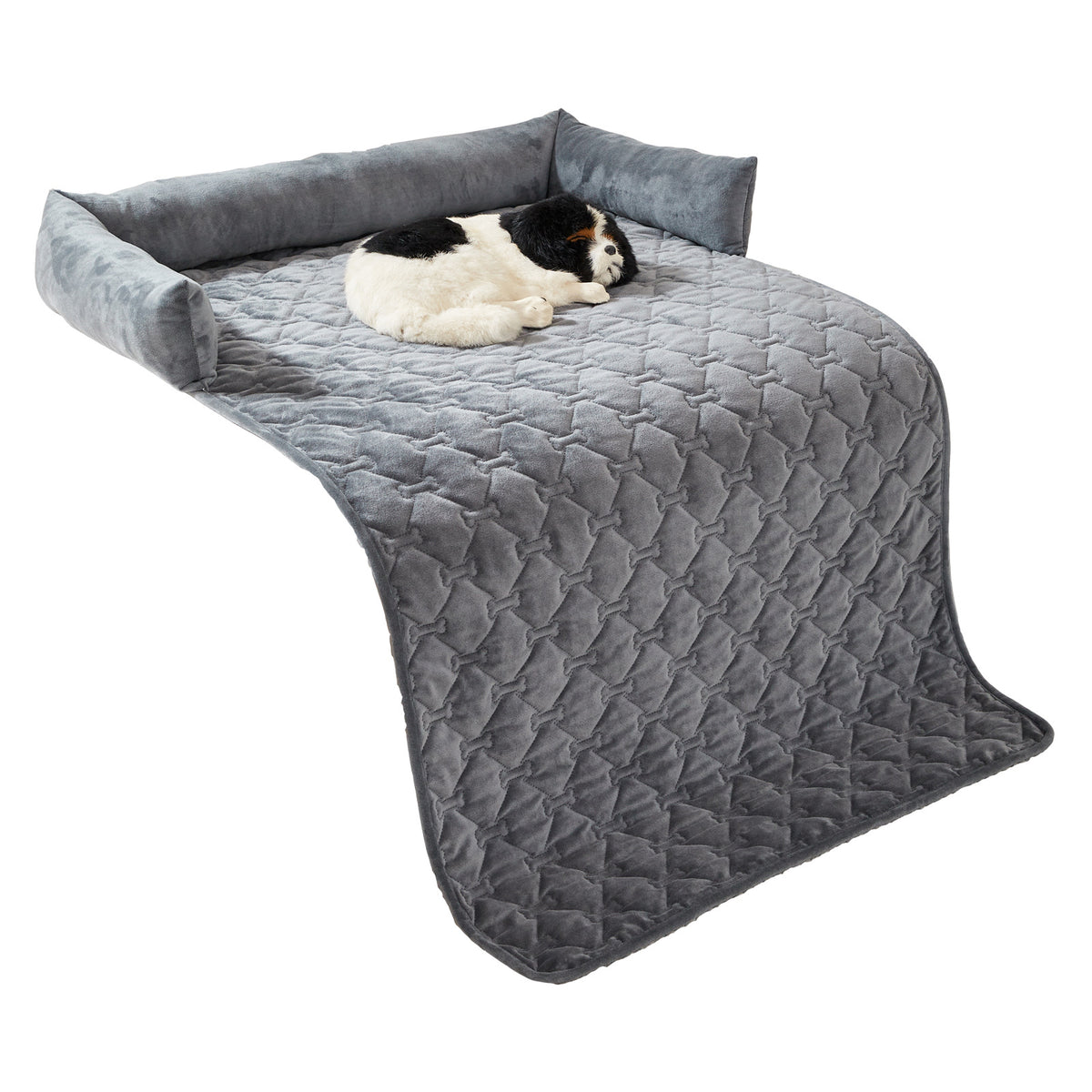Plush Dog Bone Pet Bed with Pillow