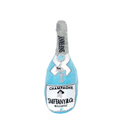 Plush Dog Champagne Bottle Vocal Toy