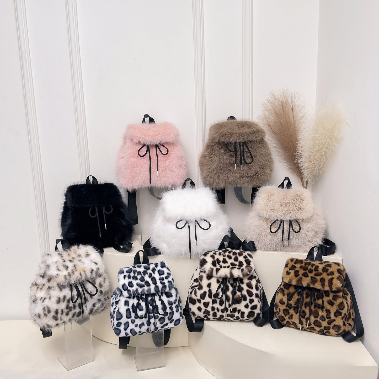 Plush Drawstring Backpack