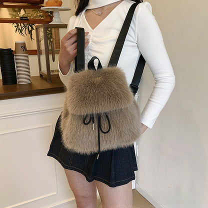 Plush Drawstring Backpack