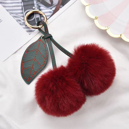 Plush Fruit Cherry Keychain Pendant
