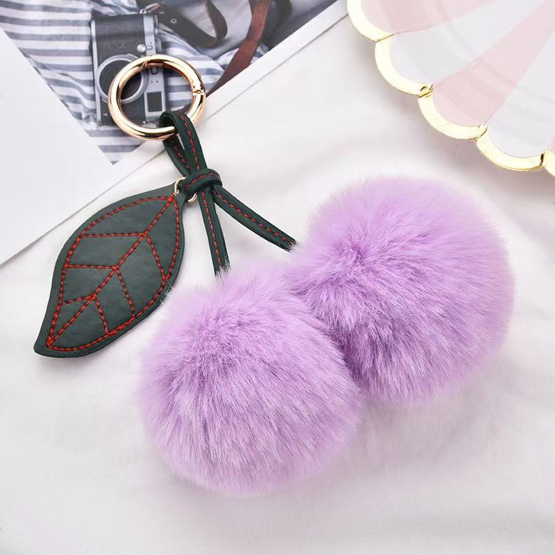 Plush Fruit Cherry Keychain Pendant
