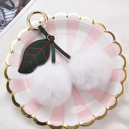 Plush Fruit Cherry Keychain Pendant