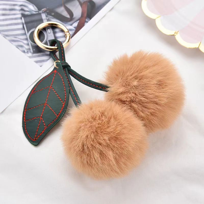 Plush Fruit Cherry Keychain Pendant