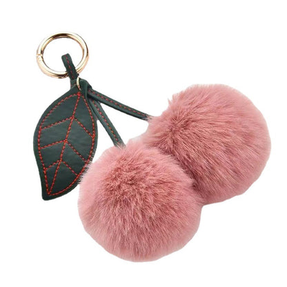 Plush Fruit Cherry Keychain Pendant