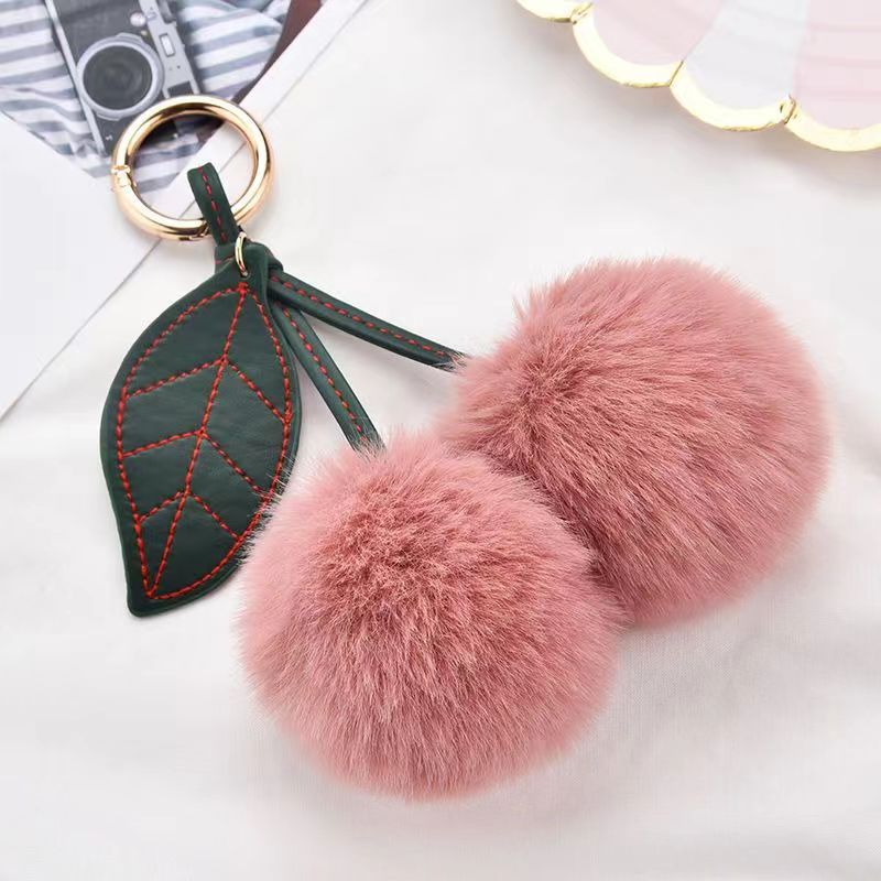 Plush Fruit Cherry Keychain Pendant