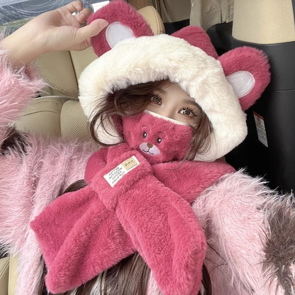 plush hat scarf