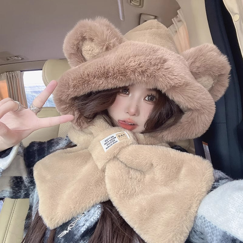 plush hat scarf