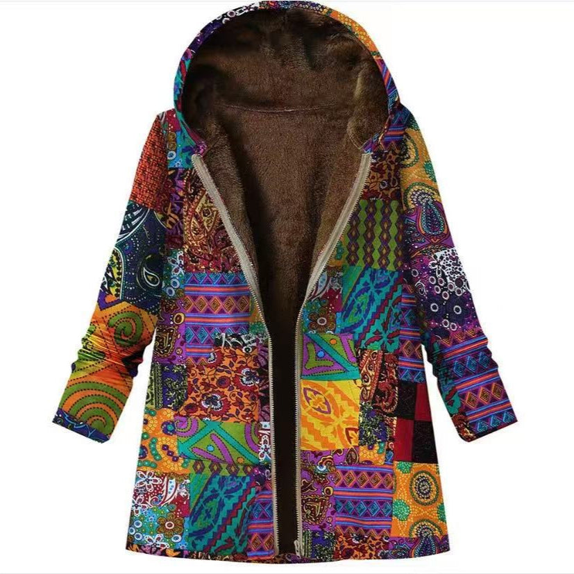 plush hooded zipper women's clothing