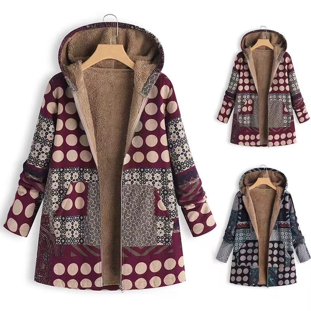 plush hooded zipper women's clothing