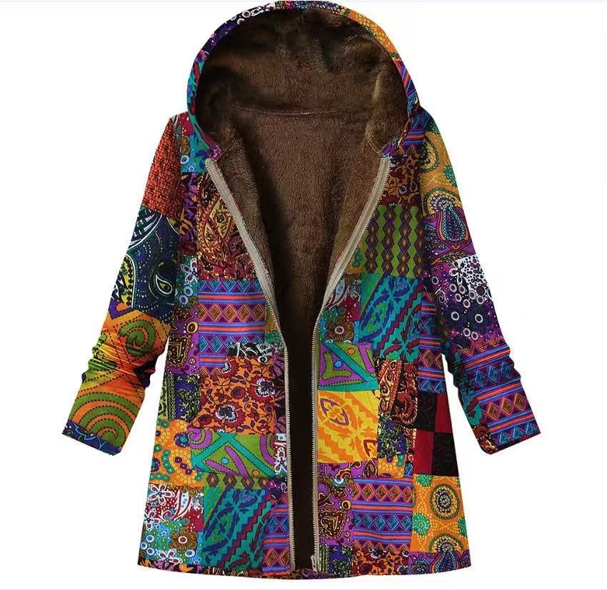 plush hooded zipper women's clothing