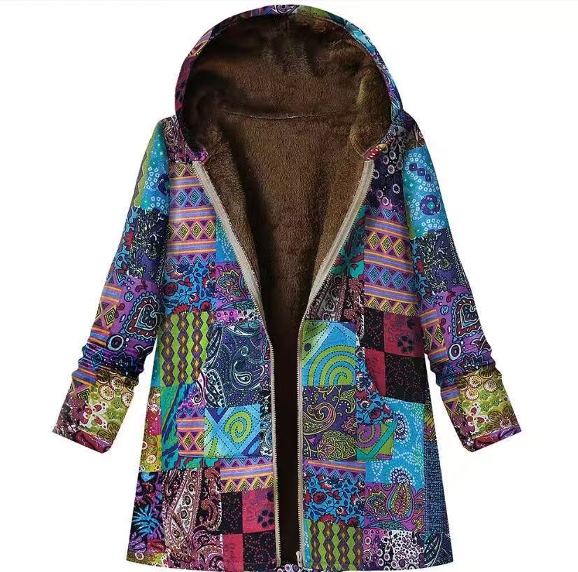 plush hooded zipper women's clothing