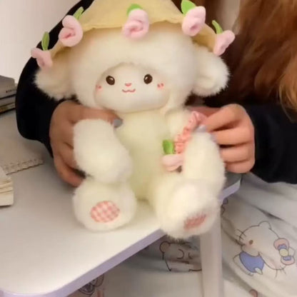 Plush Lamb Toy with Rose Bouquet