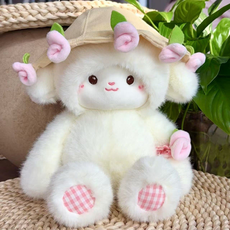 Plush Lamb Toy with Rose Bouquet