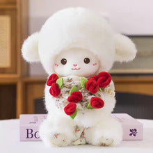 Plush Lamb Toy with Rose Bouquet
