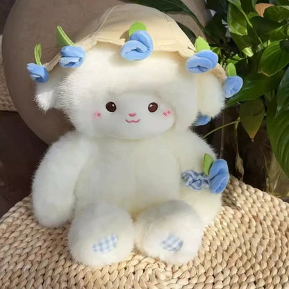 Plush Lamb Toy with Rose Bouquet