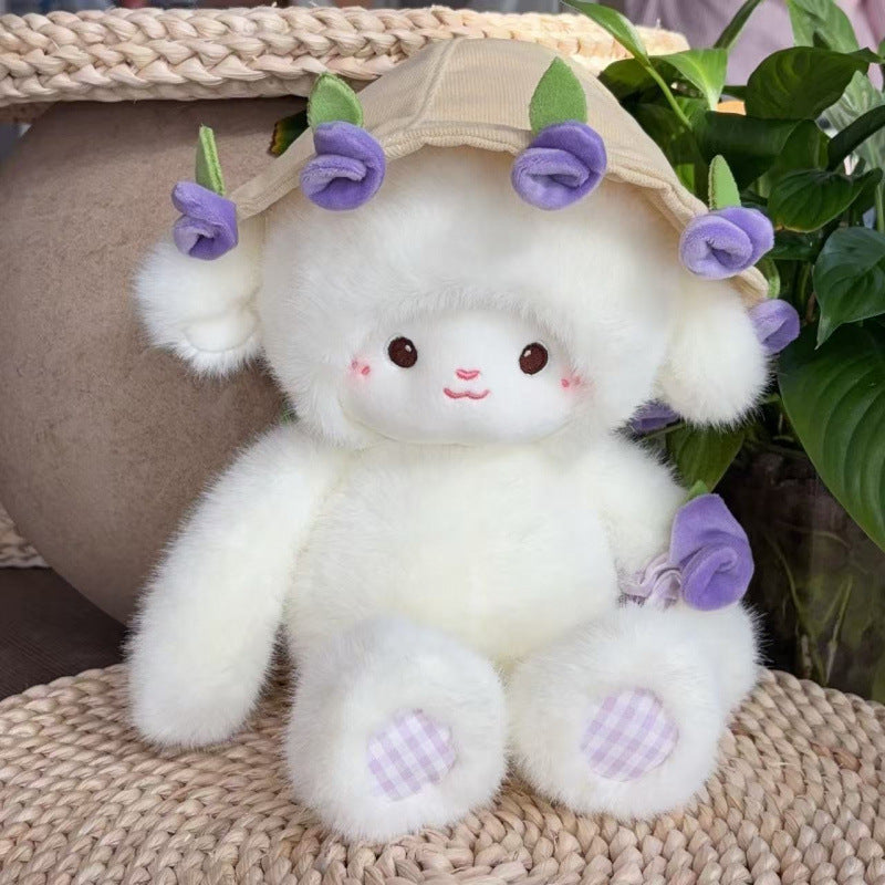 Plush Lamb Toy with Rose Bouquet