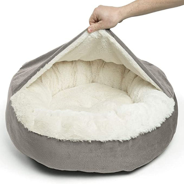 Plush Pet Bed with Lid