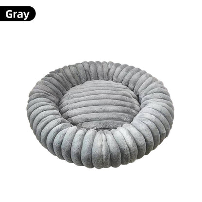 Plush Round Pet Bed for Dogs and Cats