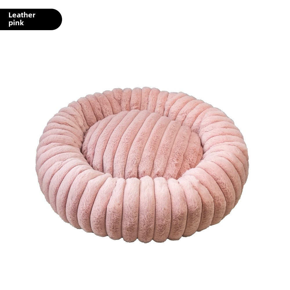Plush Round Pet Bed for Dogs and Cats