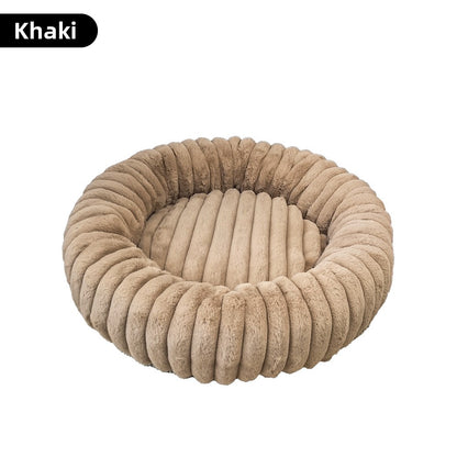 Plush Round Pet Bed for Dogs and Cats