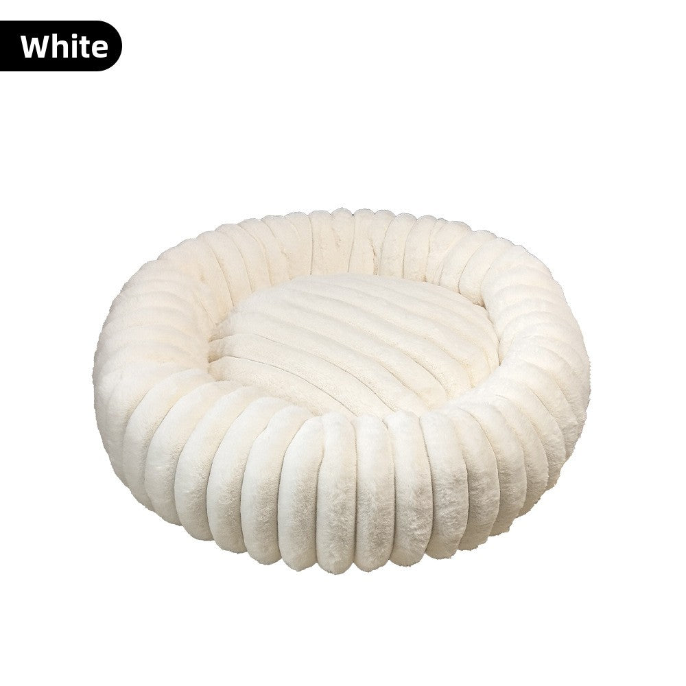Plush Round Pet Bed for Dogs and Cats