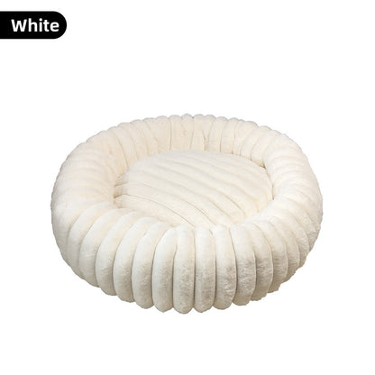 Plush Round Pet Bed for Dogs and Cats