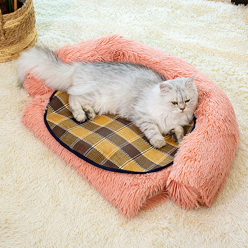 Plush Sofa Pet Bed for Cats and Dogs