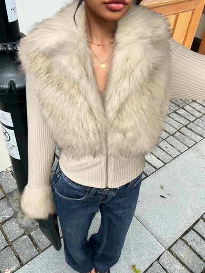 Plush Splicing Cardigan Sweatshirt