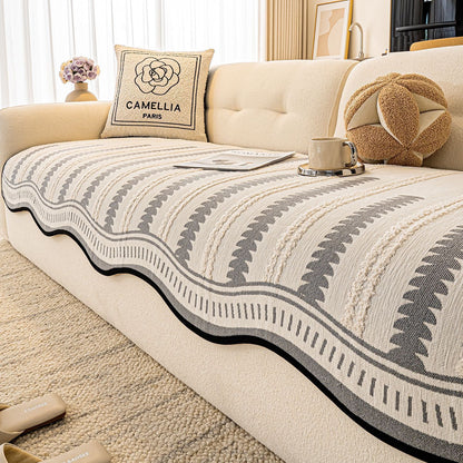 Plush Striped Sofa Cushion Cover