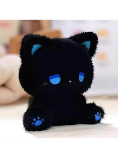 White Round Cat Blue Eyes 17cm