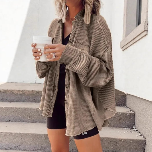 Pocket Asymmetrical Shirt Jacket