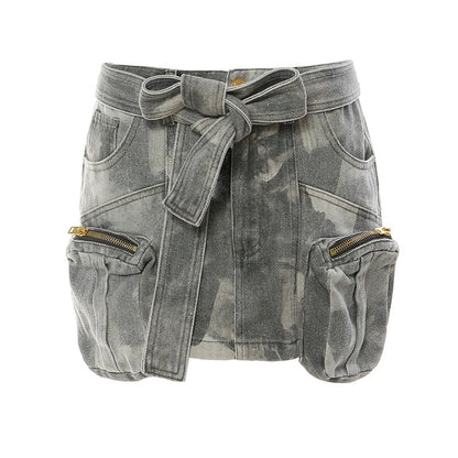 Pocket camouflage low-rise work pants