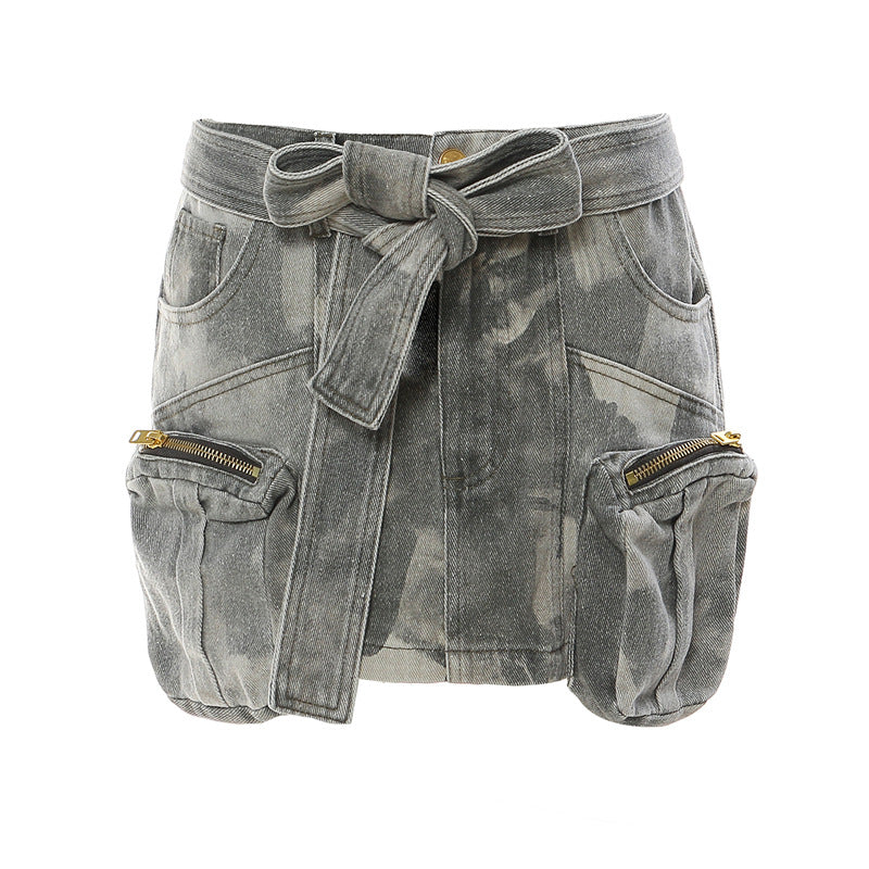 Pocket camouflage low-rise work pants