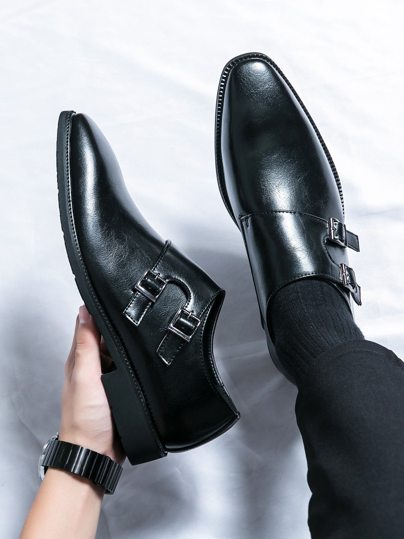 Pointed Leather Shoes for Men Business Casual Slip-On
